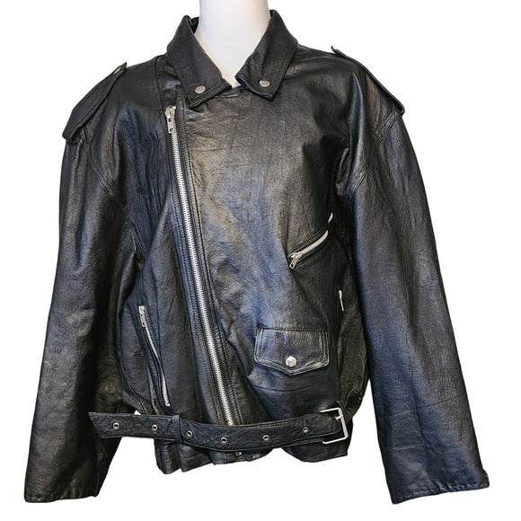 Accent's On Outerwear Other - VTG Accent's On Outerwear Black Leather Motorcycle Jacket Mens XL - FLAWED
